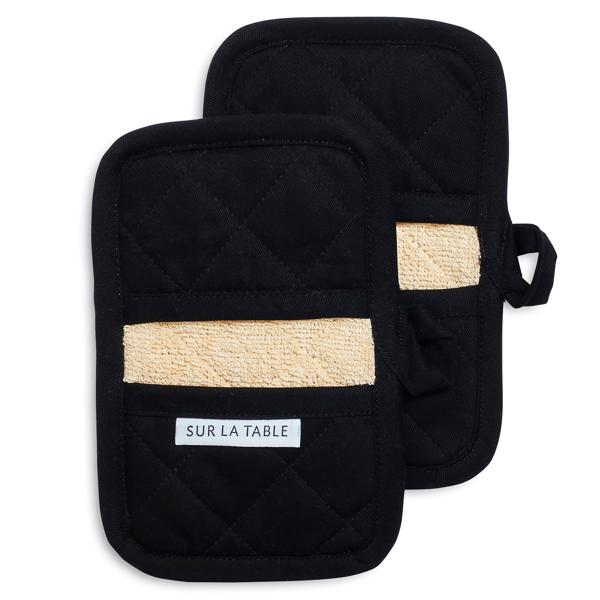 Sur La Table Black Classic Oven Mitts, Set of 2