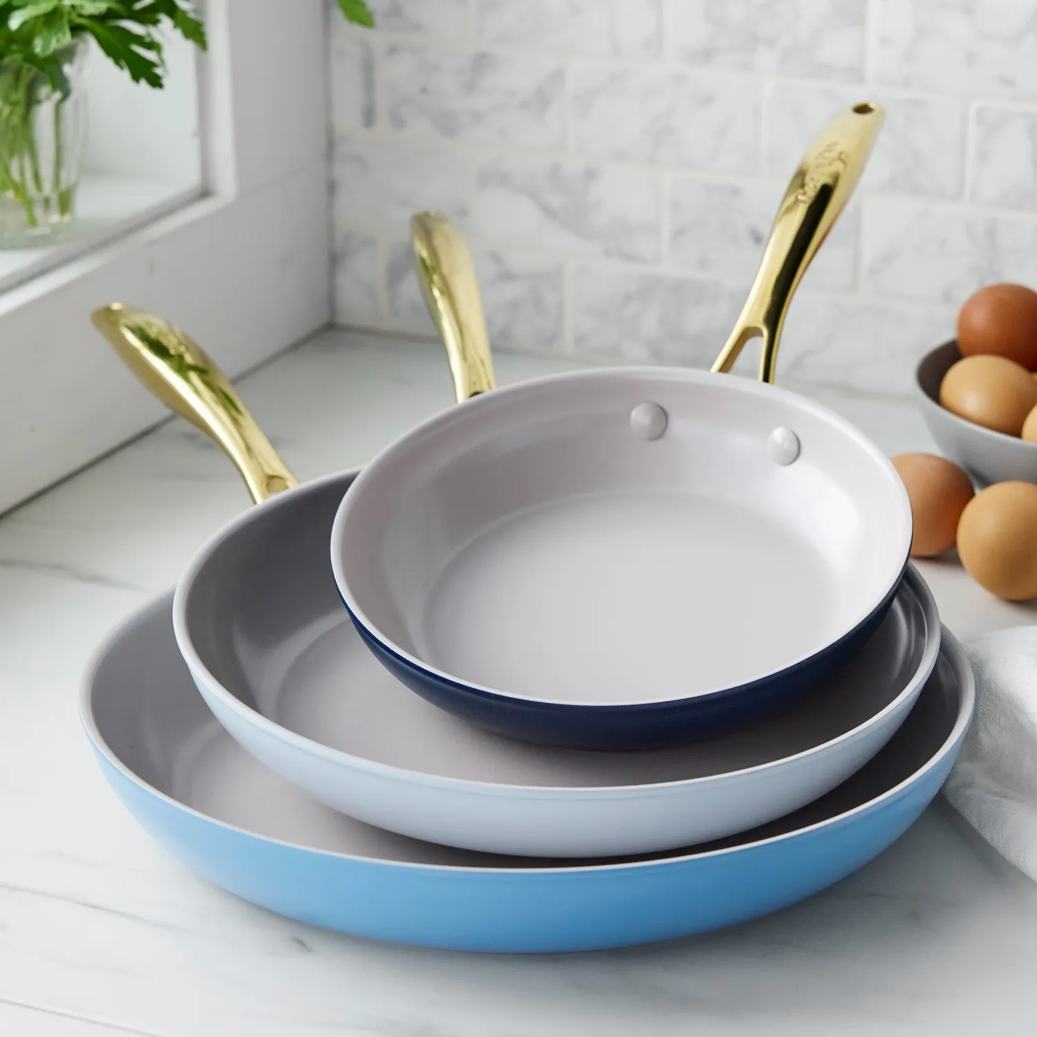 GreenPan Hamptons Skillets, Set of 3