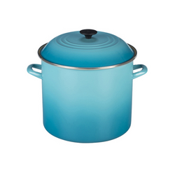 Le Creuset Caribbean Enameled Steel Stockpot, 16 qt. It is much better to cook with than my smaller stainless stockpots