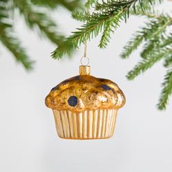 Sur La Table Blueberry Muffin Glass Ornament, 2.4"