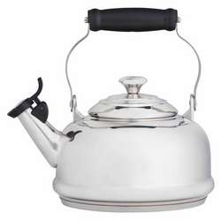 Le Creuset Stainless Steel Classic Whistling Teakettle The kettle is decent looking but pouring out hot liquid is a bit dangerous
