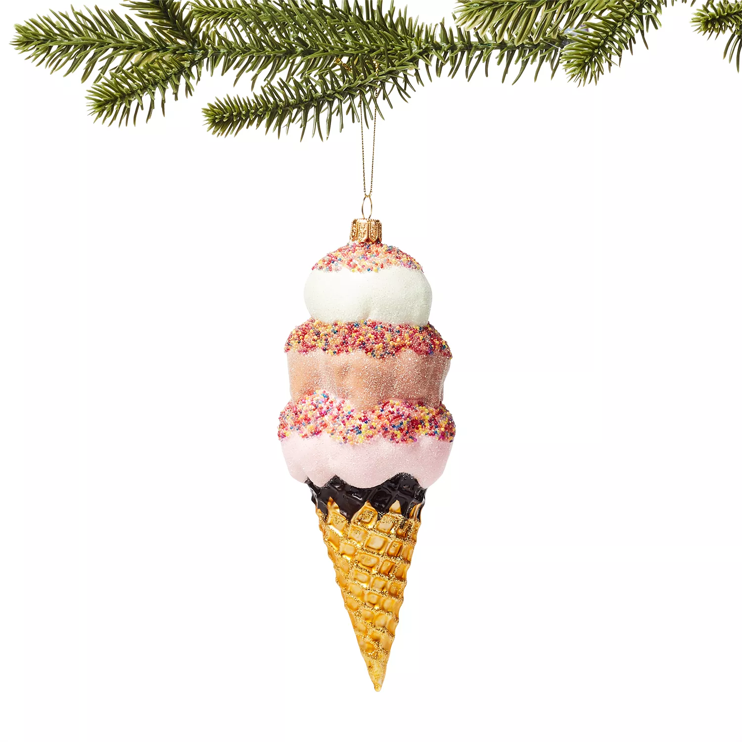 Sur La Table Ice Cream Cone Glass Ornament