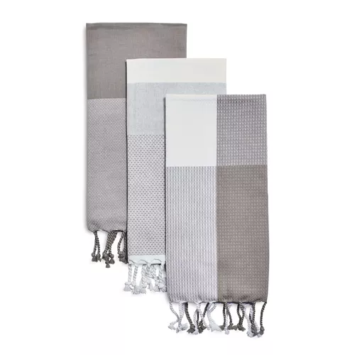 Sur La Table Assorted Tassel Towels, 28" x 20", Set of 3