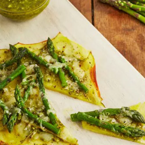 Green and White Pizza with Potato Crust