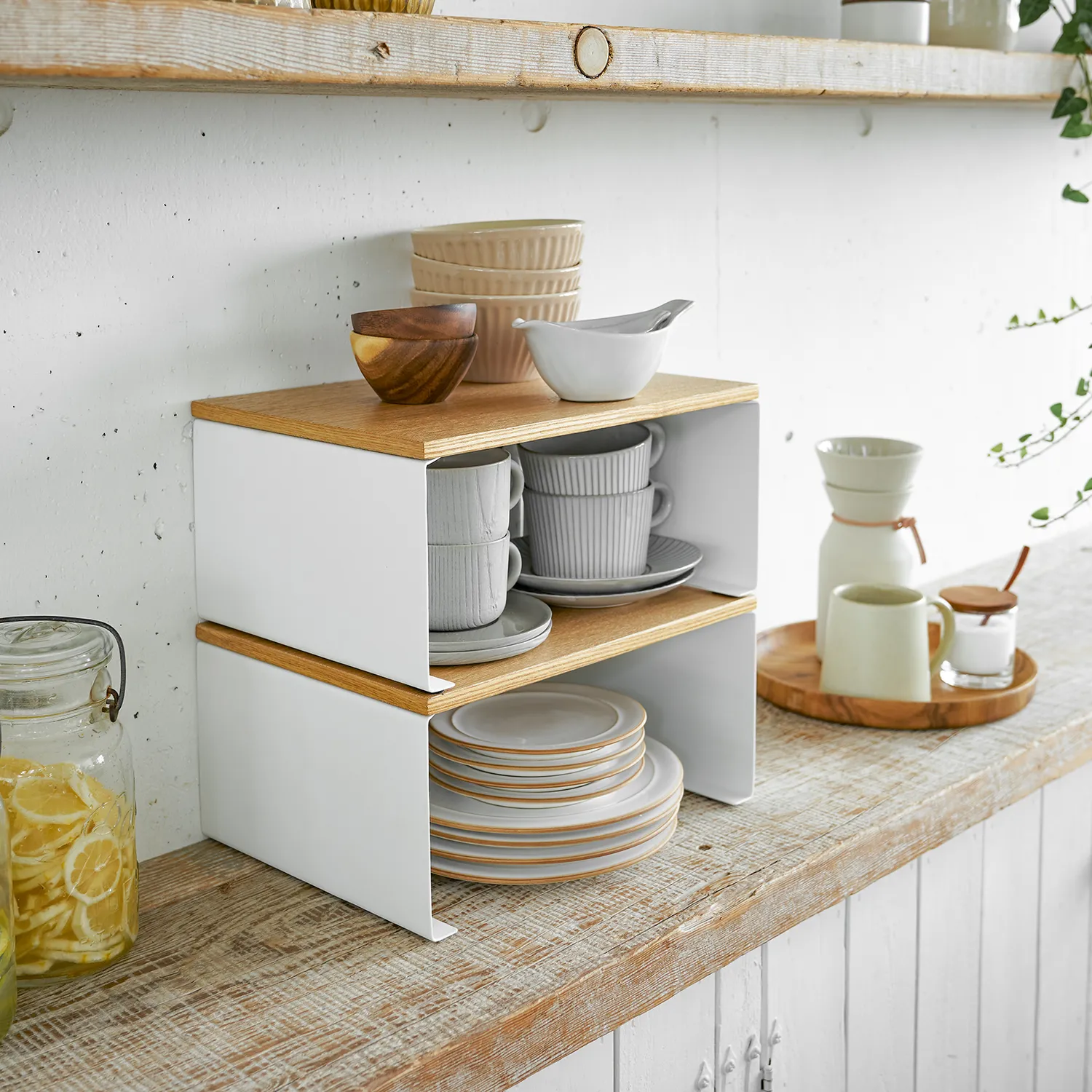 Yamazaki Tosca Steel & Wood Stackable Countertop Shelf