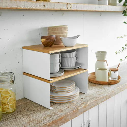 Yamazaki Tosca Steel & Wood Stackable Countertop Shelf