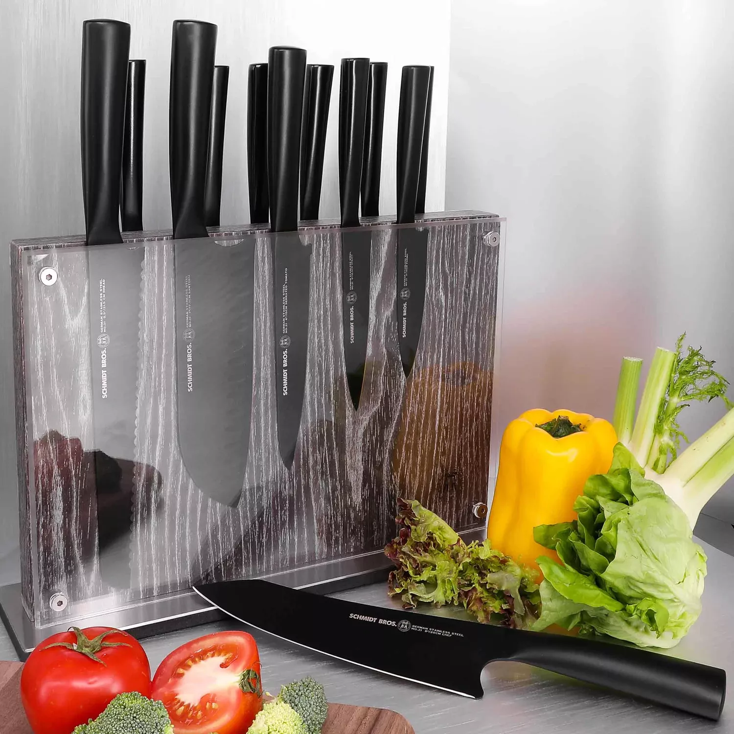 Schmidt Brothers Cutlery Jet Black 7-Piece Knife Block Set