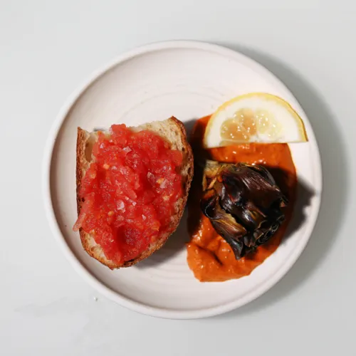 Baby Artichokes with Romesco & Pan Con Tomate