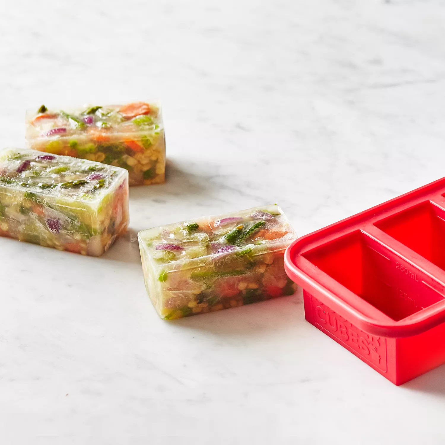 Silicone Freezer Tray Soup 4 Cubes Food Freezing Container Molds with Lid  Frozen Packaging Box