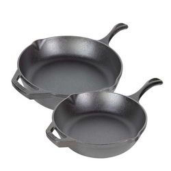 Lodge Chef Series Seasoned Cast Iron Skillet Set of 2, 10" & 12"