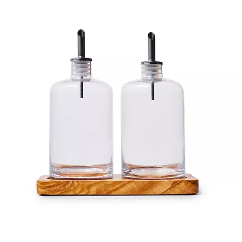 Sur La Table Olivewood Oil and Vinegar Cruet Set