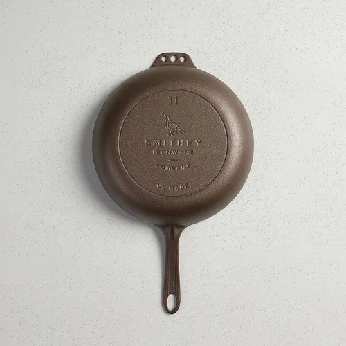 Smithey Polished Cast Iron Deep Skillet with Lid, 11"