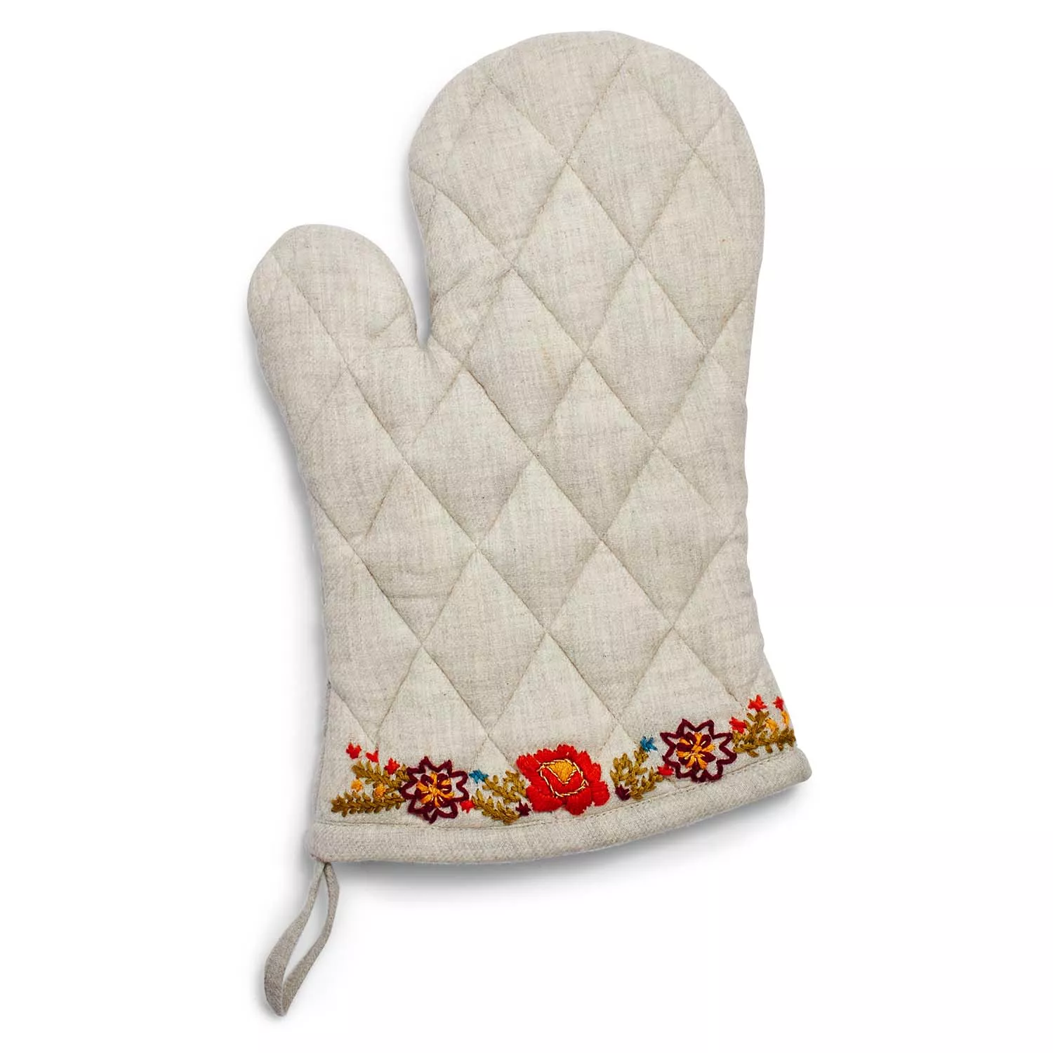 Sur La Table Vintage Floral Embroidered Oven Mitt