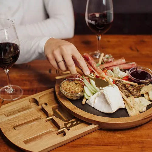Picnic Time Insignia Acacia and Slate Serving Board w/ Cheese Tools