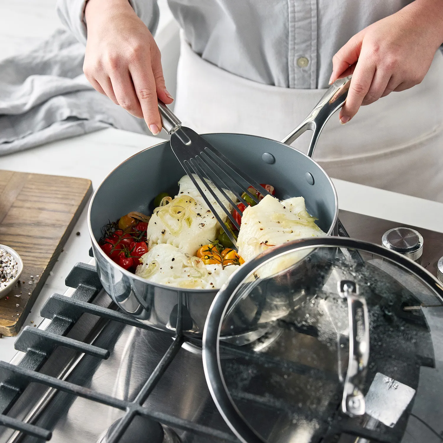 GreenPan Stainless Steel Valencia Pro Ceramic Nonstick 10-Piece Cookware Set