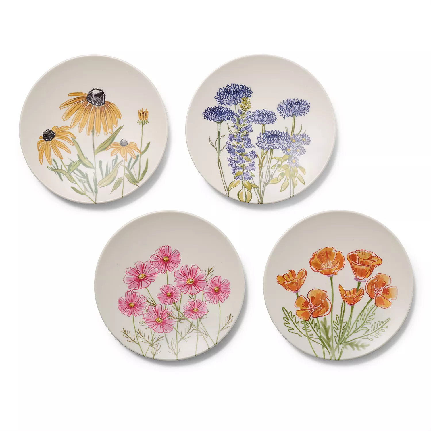 Sur La Table Wildflower Melamine Appetizer Plates, Set of 4