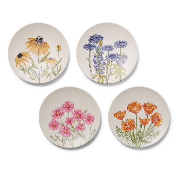 Sur La Table Wildflower Melamine Appetizer Plates, Set of 4
