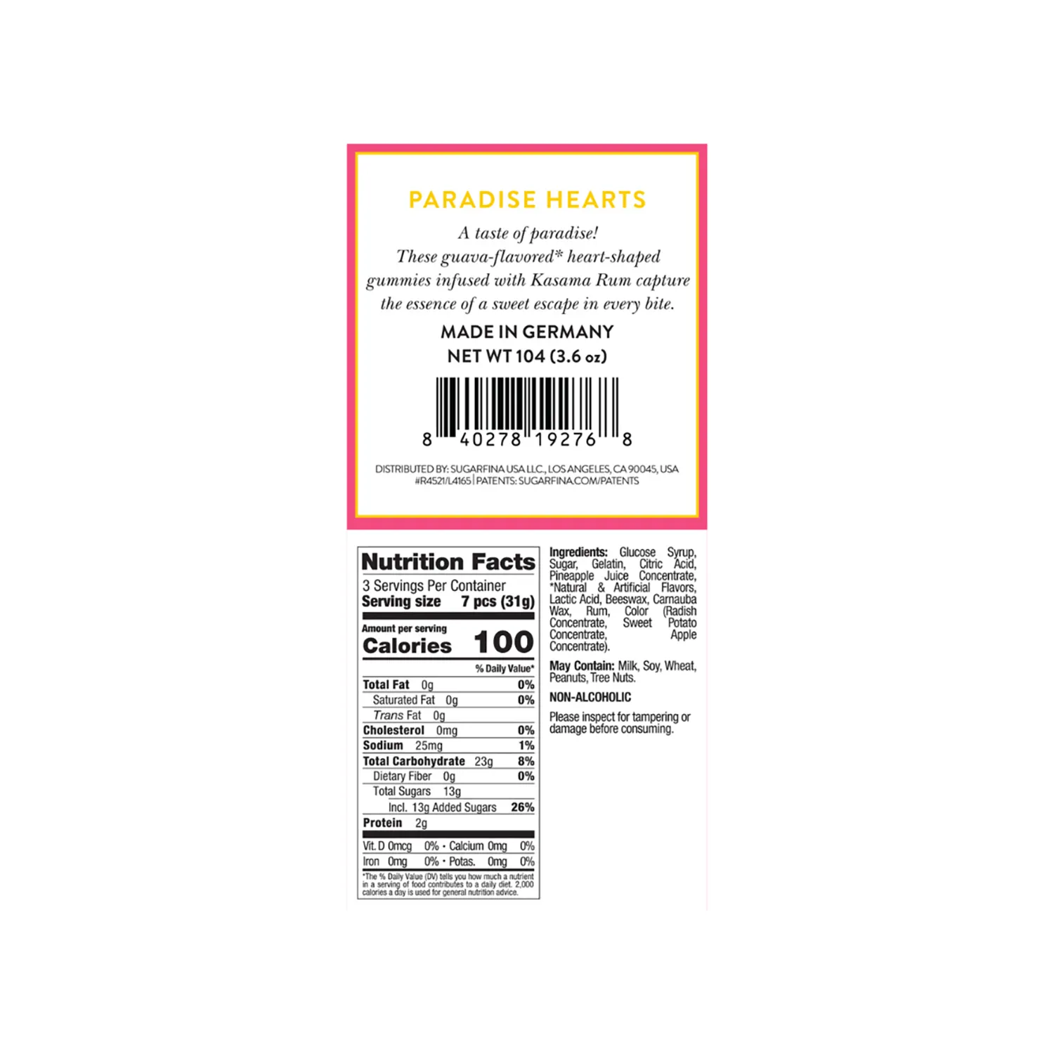 Sugarfina Paradise Heart Jellies, Set of 4
