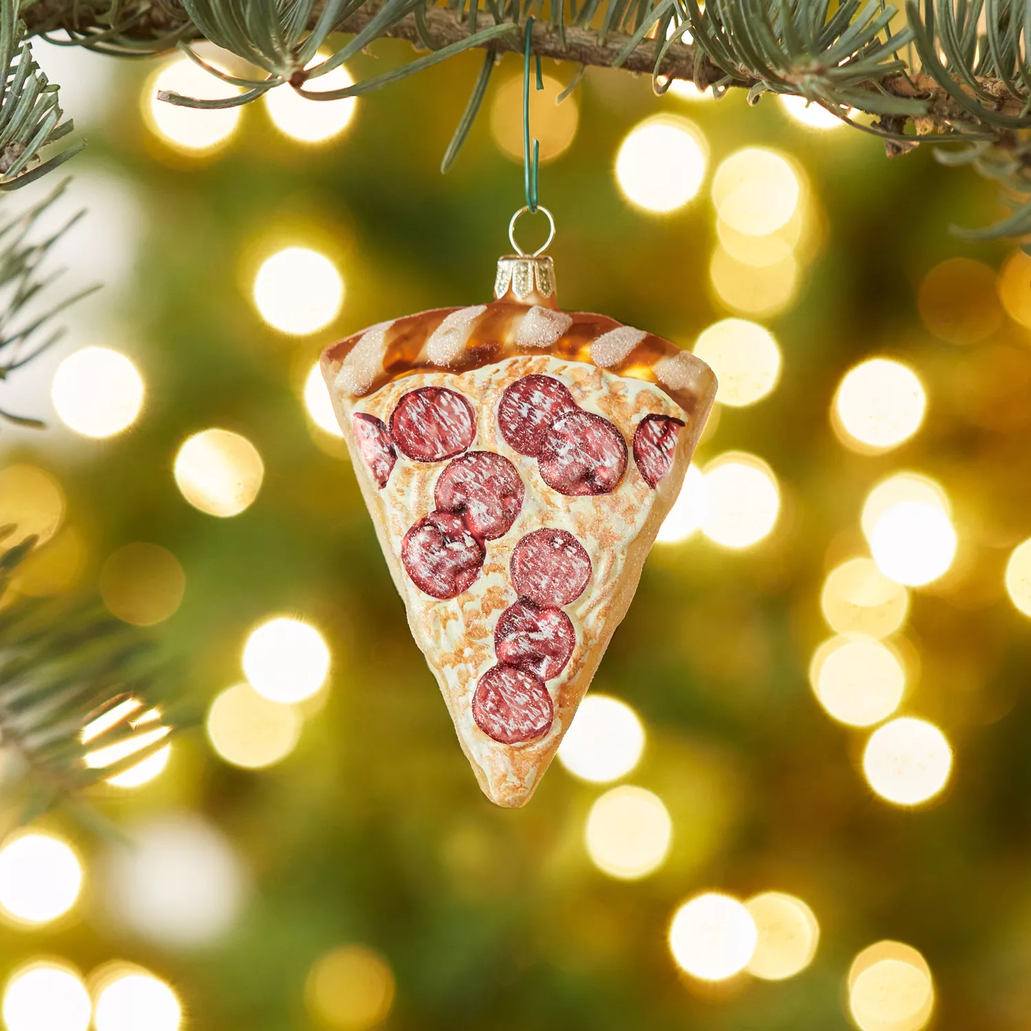 Sur La Table Pizza Slice Glass Ornament, 3.5"