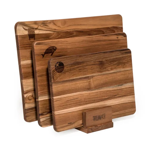 Teakhaus Set of 3 Cutting Boards with Stand