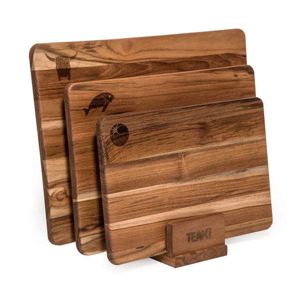 Teakhaus Set of 3 Cutting Boards with Stand