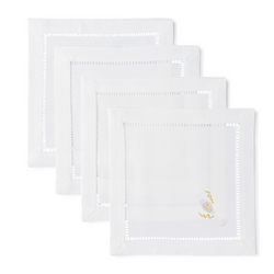 Henry Handwork Champagne Celebration Cocktail Napkins, Set of 4