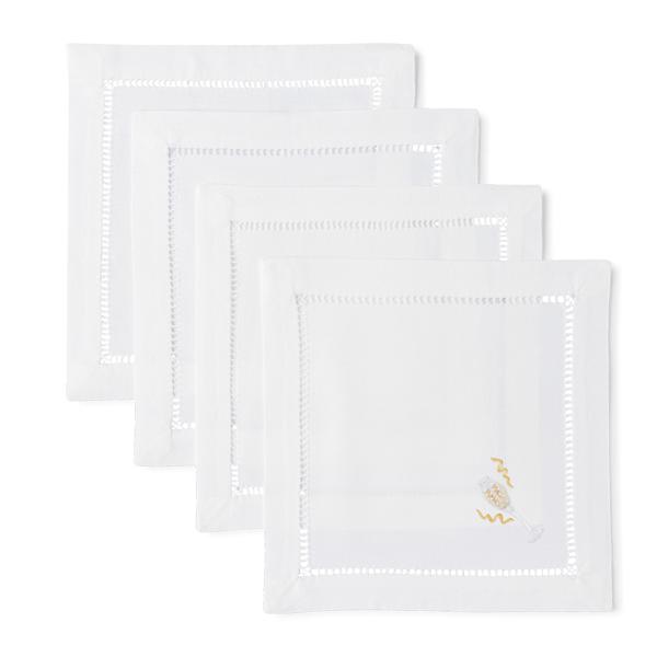 Henry Handwork Champagne Celebration Cocktail Napkins, Set of 4