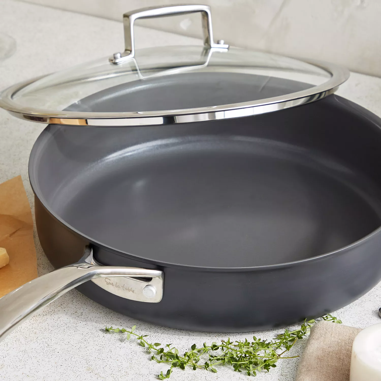 Sur La Table Classic Hard Anodized Ceramic Nonstick Sauté Pan, 5 Qt.