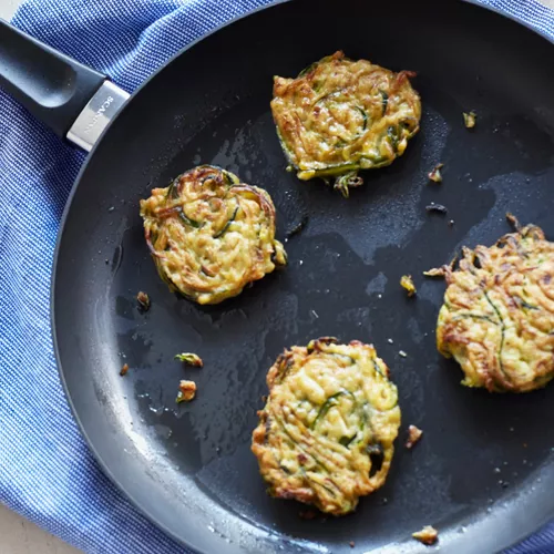 Zucchini Pancakes with Lime-Cilantro Crème Fraîche