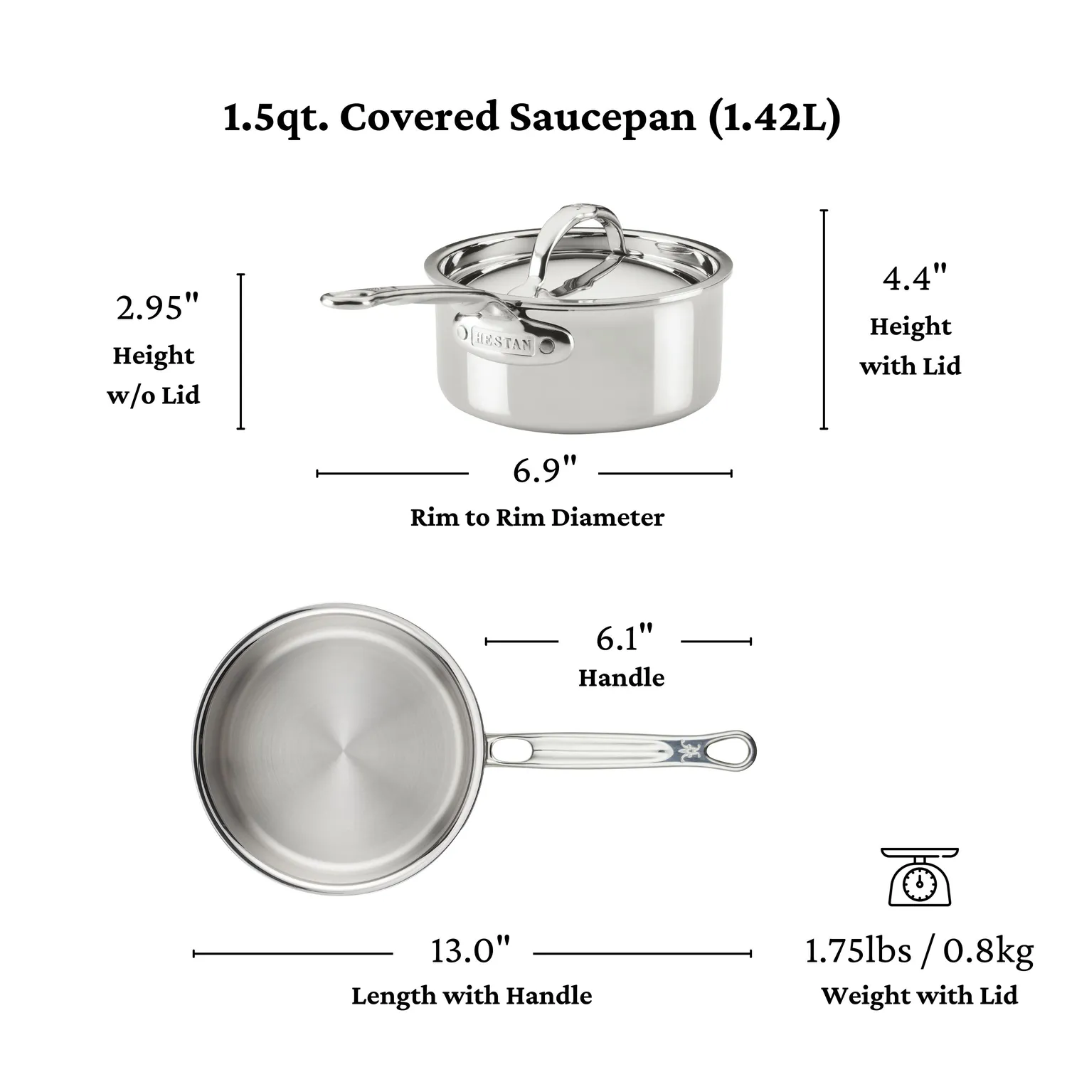 Hestan ProBond Luxe Stainless Steel Saucepan with Lid