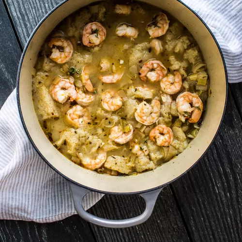 Shrimp and Leek Bread Soup