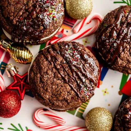 Brownie Peppermint Sandwich Cookies