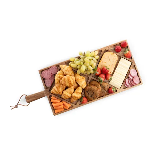 Picnic Time Acacia Wood Sectioned Charcuterie Serving Board