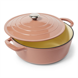 Sur La Table Enameled Cast Iron Round Wide Dutch Oven, 7 qt. I have not used this piece yet, but it is stunningly beautiful and I Love glazed cast iron cookware! I cannot wait to use it! We received this item very fast, it was packaged well