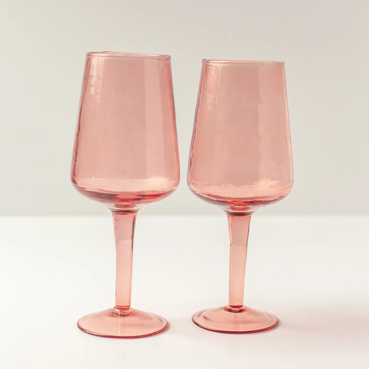 Powered by People Handblown Hammered Wine Glasses, Set of 4