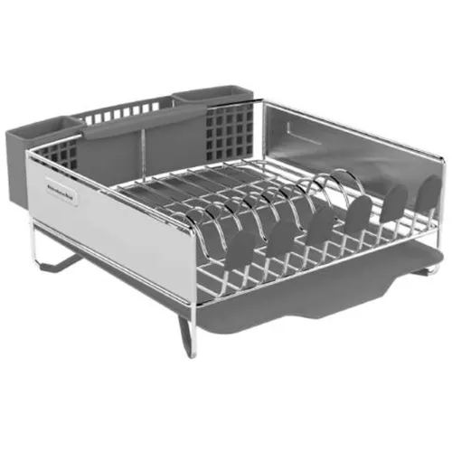 KitchenAid Compact Stainless Steel Dish Rack, Satin Gray