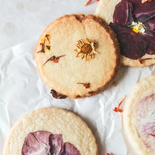 Edible Flower Shortbread Cookies