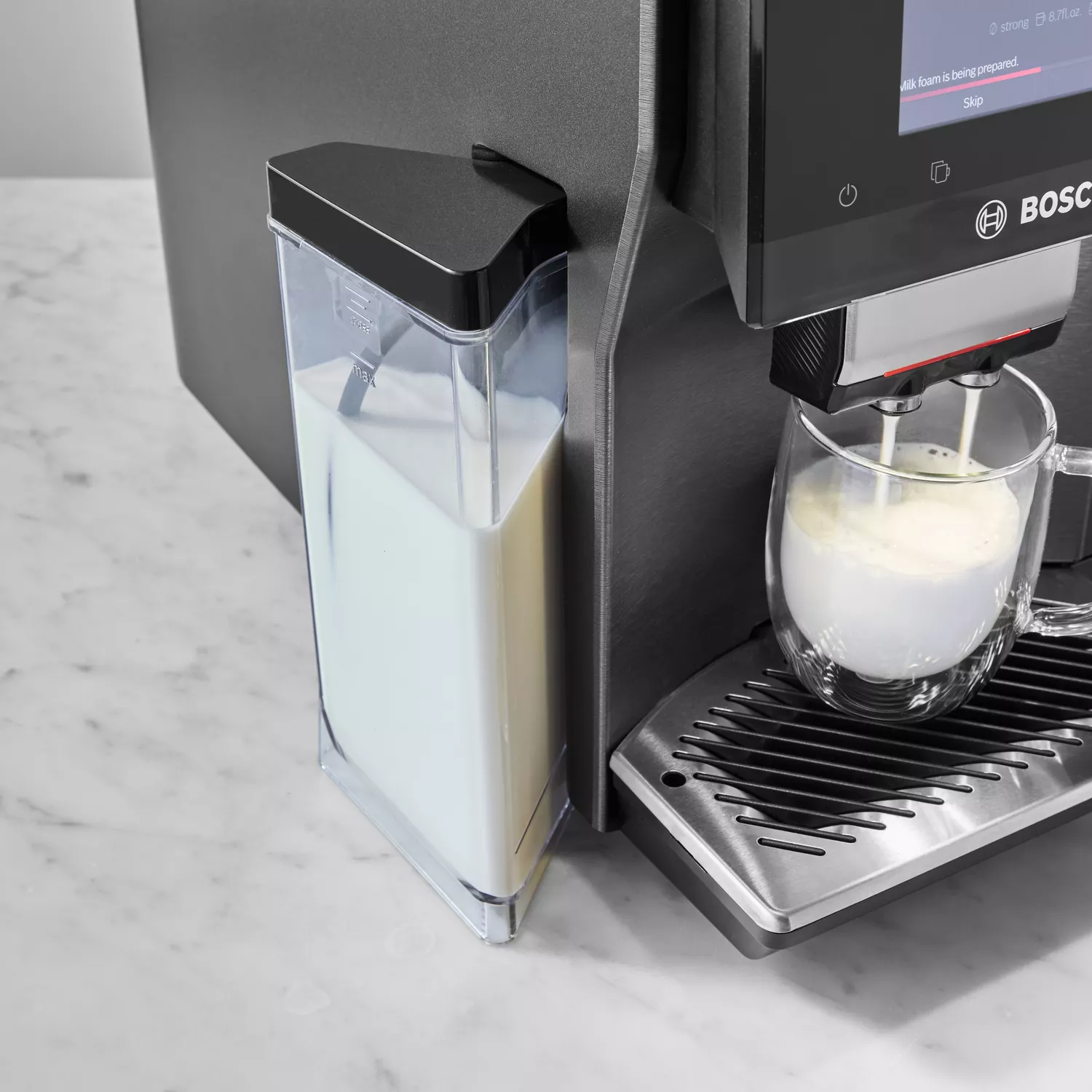 Bosch 800 Series Fully Automatic Espresso Machine in Black Stainless Steel
