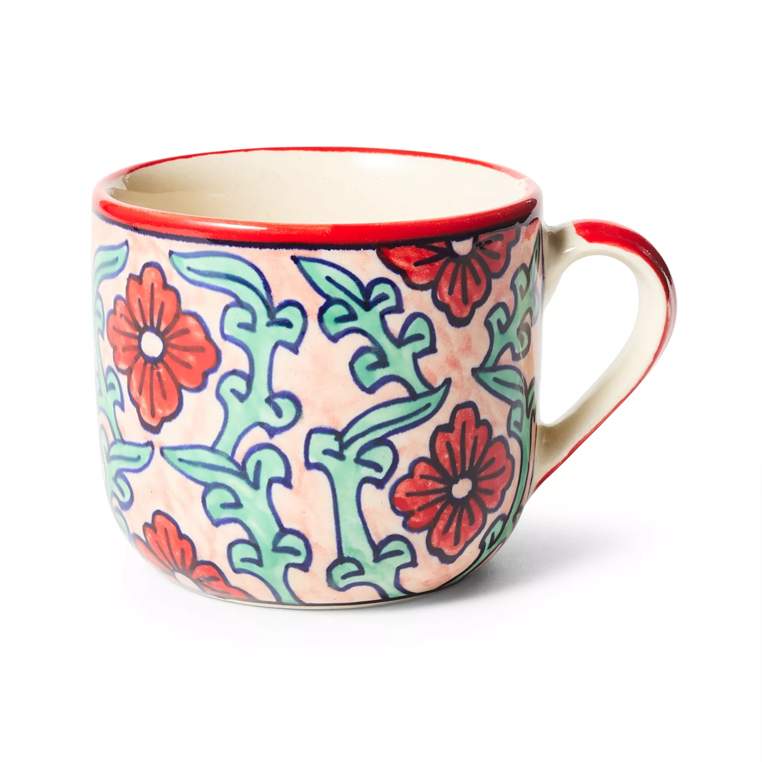 Sur La Table Hand Painted Pink & Red Stoneware Mug, 18.8 oz.