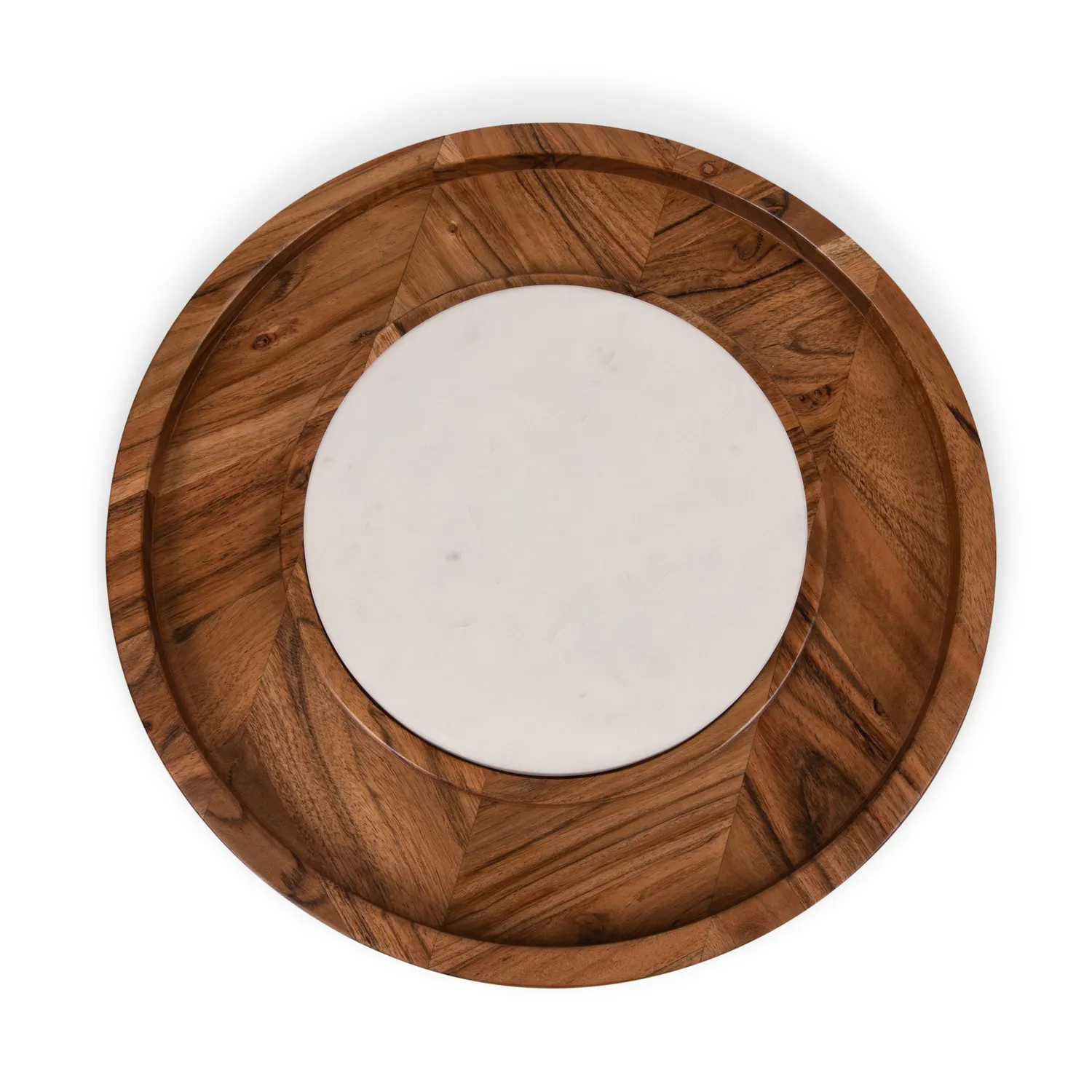 Picnic Time Acacia Wood Isla Serving Platter w/ Marble Insert