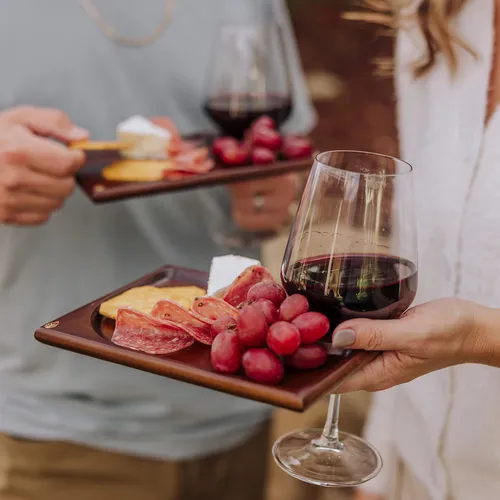Picnic Time Rectangle Parawood Wine Appetizer Plates, Set of 4