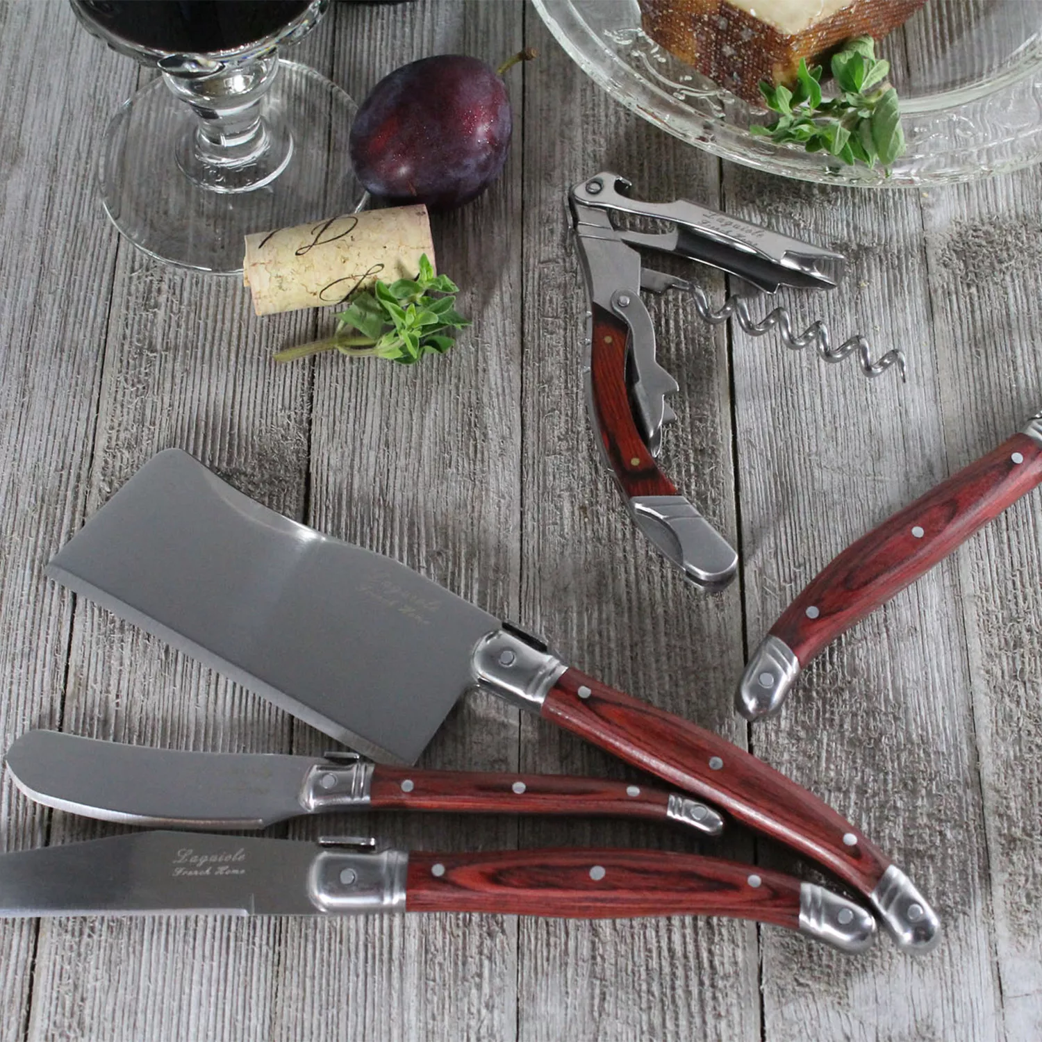 French Home Laguiole Cheese Knives & Wine Openers, Set of 5