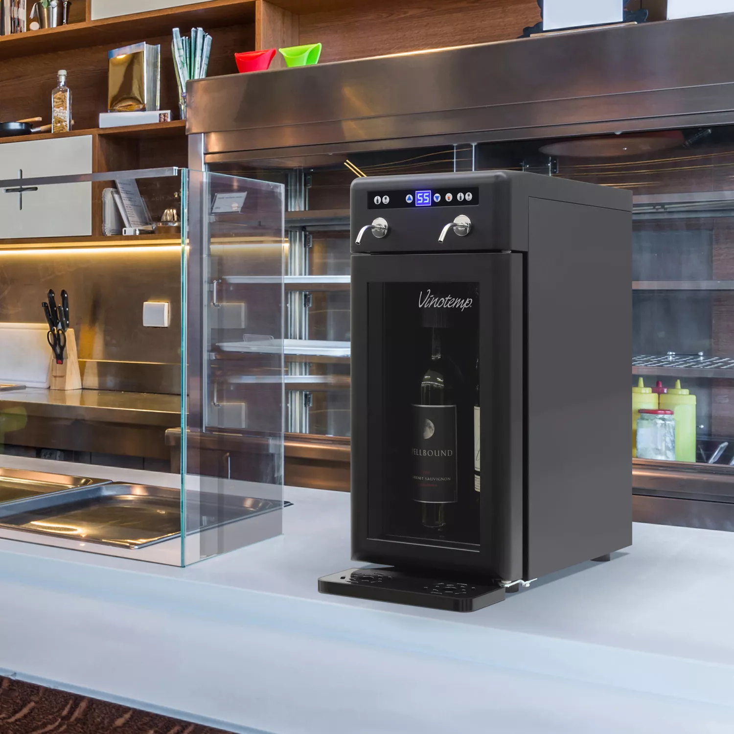 Vinotemp 2Bottle Wine Dispenser with Drip Tray & Push Button Controls