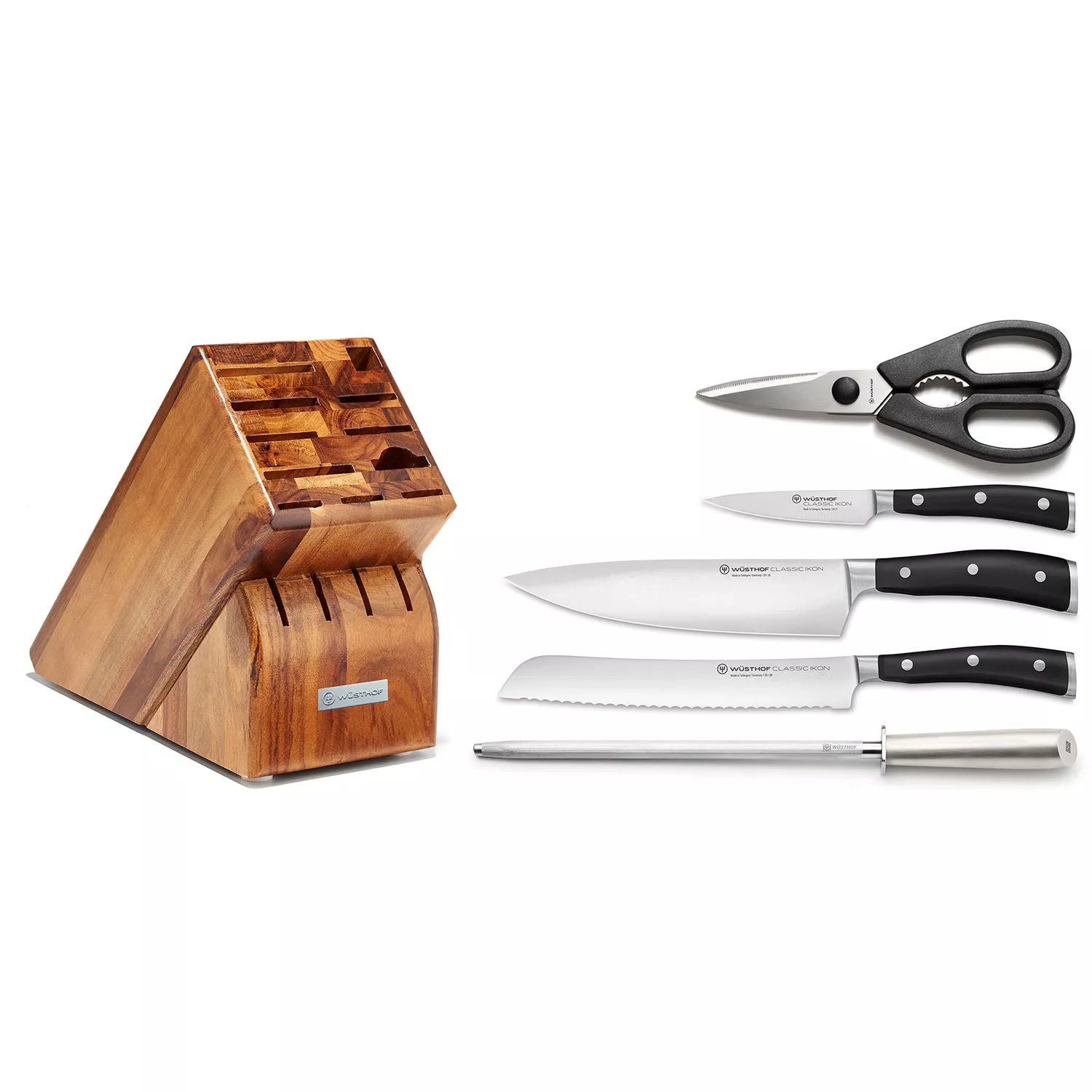 Wüsthof Classic Ikon 6-Piece Starter Knife Block Set, Acacia