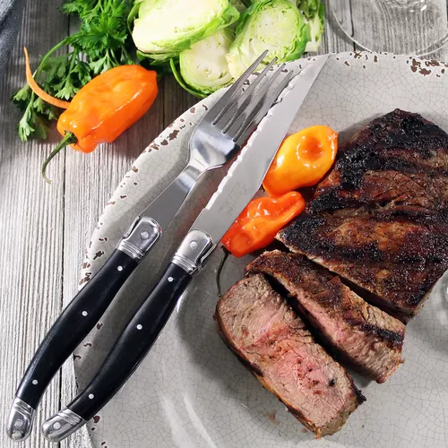 French Home Laguiole 8-Piece Steak Knife and Fork Set