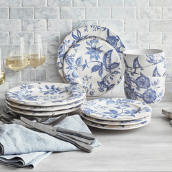 Italian Blue Floral 12-Piece Dinnerware Set