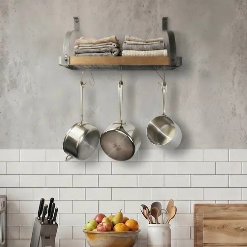 Enclume Decor Alder & Hammered Steel Bookshelf Wall Rack