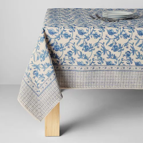 Sur La Table Floral Blossom Tablecloth, Blue