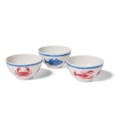 Sur La Table Seaside Melamine Pinch Bowls, Set of 3