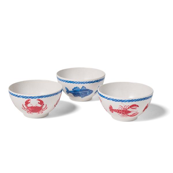 Sur La Table Seaside Melamine Pinch Bowls, Set of 3